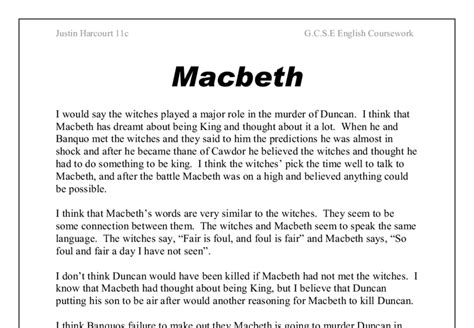 Macbeth Gcse English Marked By