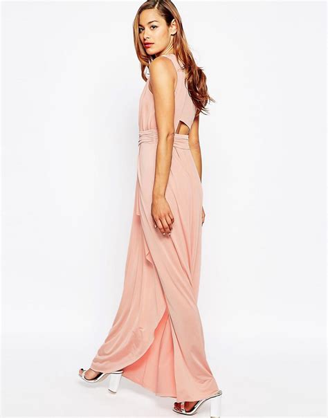 asos asos wedding one shoulder sexy slinky maxi dress at asos