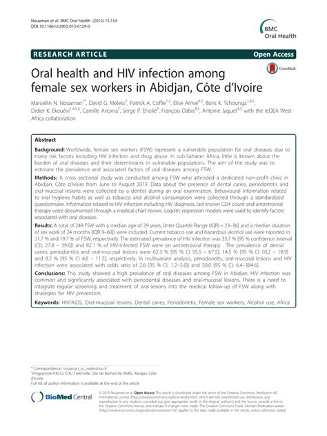 pdf oral health and hiv infection among female sex