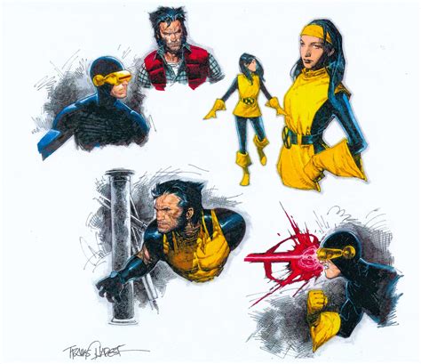 travis charest full color x men illustrations wolverine cyclops kitty pryde