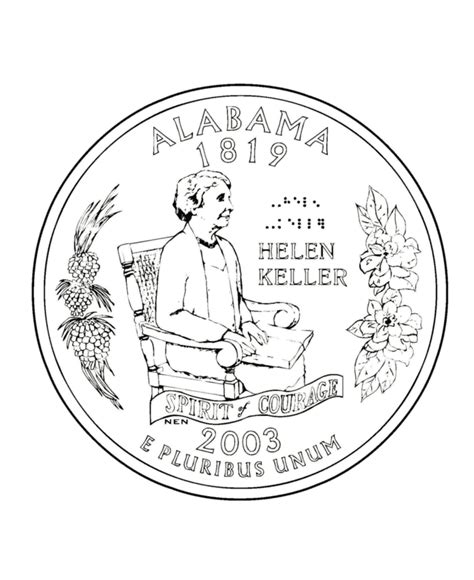usa printables alabama state quarter  states coloring pages