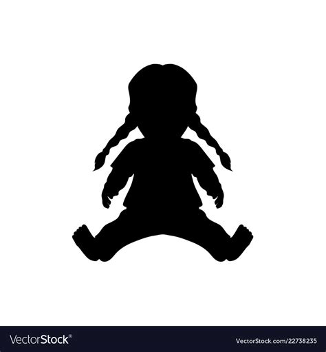 black silhouette  doll kids toy royalty  vector image