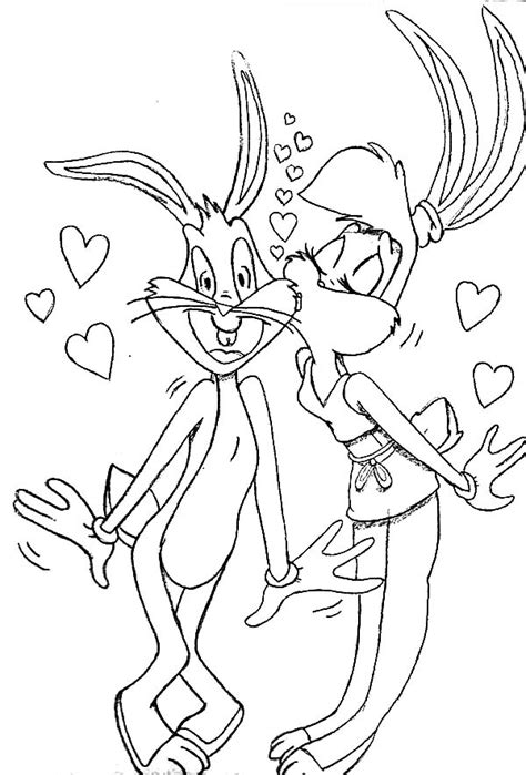 Lola Bunny Kiss Bugs Bunny Coloring Pages Download