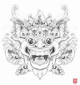 Balinese Barong Sketsa Lukisan Maske Japanische Putih Kencana Garuda Wisnu Kunjungi Dragon Imgarcade Disimpan Dari Lưu ã Từ sketch template