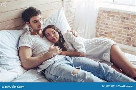 Couple In Bedroom Stock Image Image Of Married Male 107379839