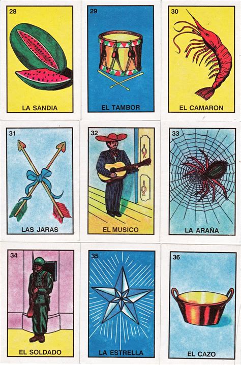 mexican loteria cards six pages of different cards printable etsy