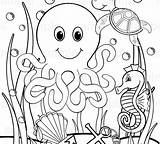 Ocean Coloring Pages Sea Under Animals Printable Kids Drawing Kindergarten Sheets Ecosystem Clipart Color Habitat Pond Print Getdrawings Getcolorings Birijus sketch template