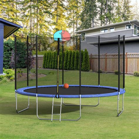 merax  trampoline  basketball hoop  enclosure