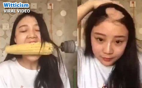 girl loses her hair while trying corn on drill challenge viral video