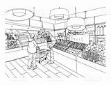Supermarket Grocery Store Department Clipart Drawing Vegetable Illustration Drawn Vector Interior Hand Market Style Sketch Super Drawings Coloring Pages Cliparts sketch template