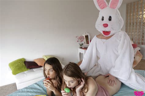bffs lily adams and alex blake get a morning 3some visit from a horny bunny