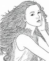 Coloring Pages Hair Adults Long Face Girl Adult Women Faces Getcolorings Getdrawings Colorings Printable Woman sketch template