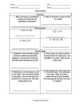 unit   variable equations  inequalities worksheets  grade
