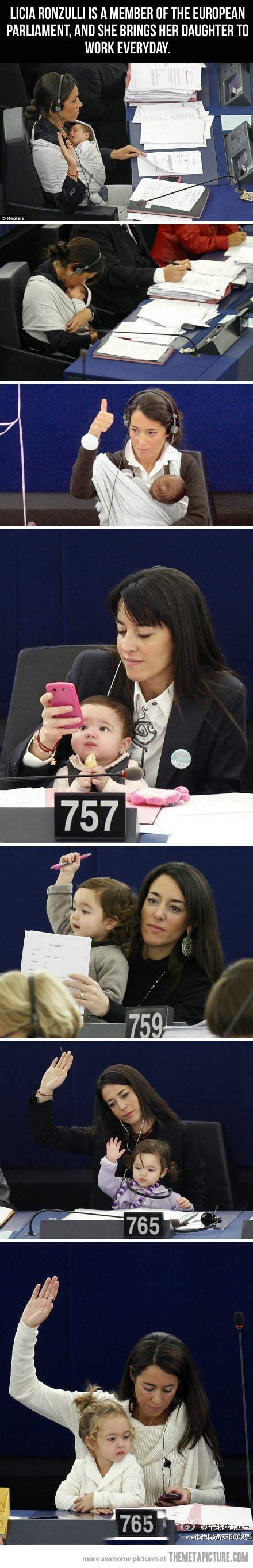 licia ronzulli mep brings her daughter to work and they said women cannot work and be good