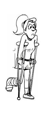 Crutches Girl Clipart Using Royalty Cartoons sketch template