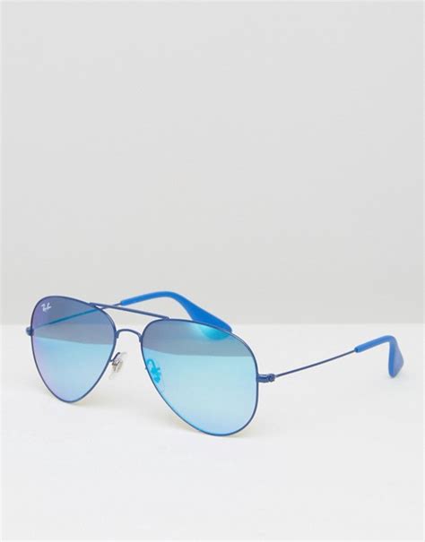 ray ban ray ban aviator sunglasses with blue mirror lens 0rb3558