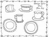 Tea Coloring Party Pages Set Kids Printable Crafts Teacup Bnute Activities Games Own Activity Print Teapot Princess Clipart Color Sheet sketch template