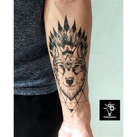 Geometric Wolf Tattoo Forearm Tattoo For Men Half Sleeve Etsy
