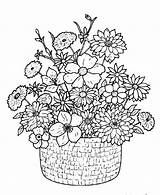Coloring Pages Bouquet Flower Detailed Printable Print Adult Flowers Basket Drawing Baskets Books Colouring Sheets Floral Drawings Classical Embroidery Bunch sketch template