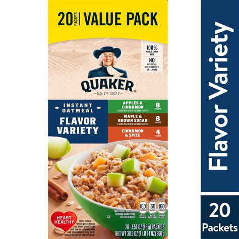 quaker instant oatmeal variety  pack  oz  packets walmartcom