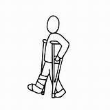 Crutches Disabled sketch template