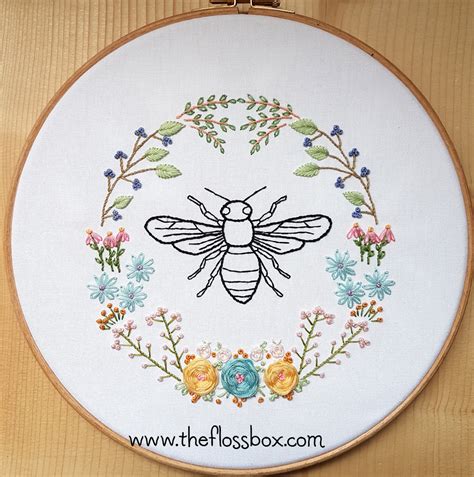 bee floral embroidery  floss box
