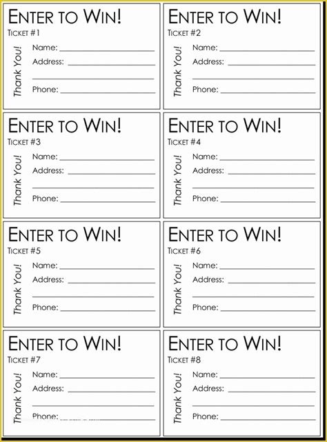 printable contest entry form template    raffle ticket