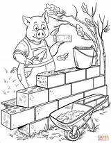Coloring House Brick Pig Penny Pages Builds Building Little Three Printable Pigs Crafts sketch template