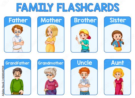 educational english word card  family members vector de stock adobe