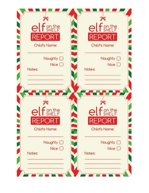 elf report card printable  printable templates  nora