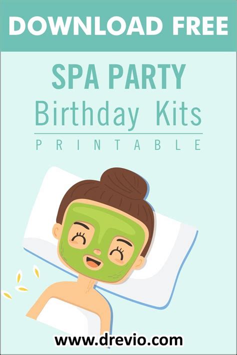 printable spa party birthday party kits templates
