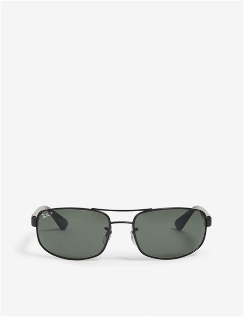 ray ban aviator rectangle sunglasses in black for men lyst
