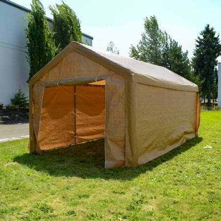 aleko cpbe heavy duty outdoor canopy carport tent    ft beige color walmart canada