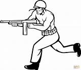 Soldier Gun Coloring Drawing Pages Soldiers Running Tommy Ww2 Army Cartoon Printable Guns Drawings Easy Military Simple Color Water Print sketch template