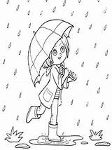Umbrella Rain Coloring Kids Pages Fun sketch template