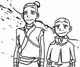 Avatar Aang Sokka Coloring Airbender Last Pages Drawing Awesome Wecoloringpage sketch template