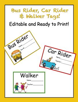 bus rider car rider  walker tags  crazy kindergarten chaos