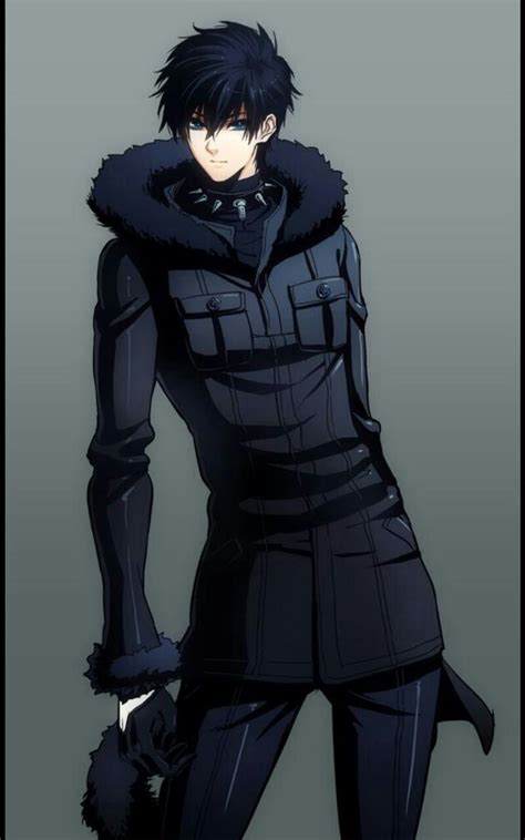 Hot Anime Guy Black Short Hair Blue Eyes Dark Clothes
