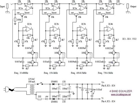 band equalizer circuit diagram electronics circuit audio amplifier