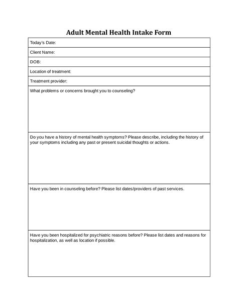 mental health providers intake forms   ms word