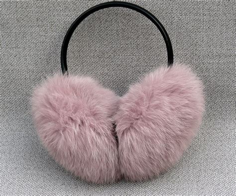pink ear warmers rabbit fur earmuffs fluffy ear muffs warm etsy