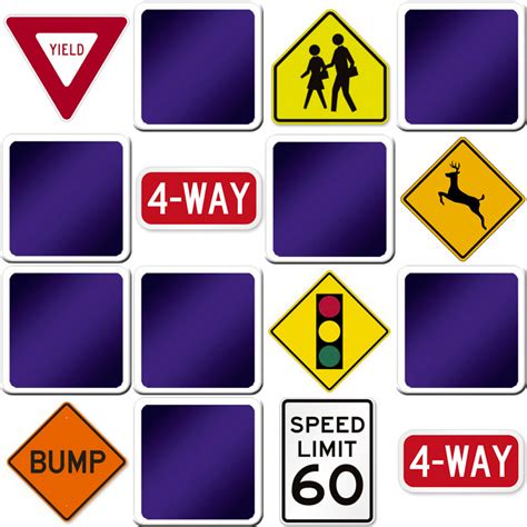 play matching game  adults road signs   memozor