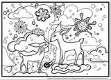 Winter Coloring Pages Printable Landscape Adults Wonderland Kids Animals Cute Scenes Color Snow Print Animal Colorings Christmas Beautiful Nature Sheets sketch template