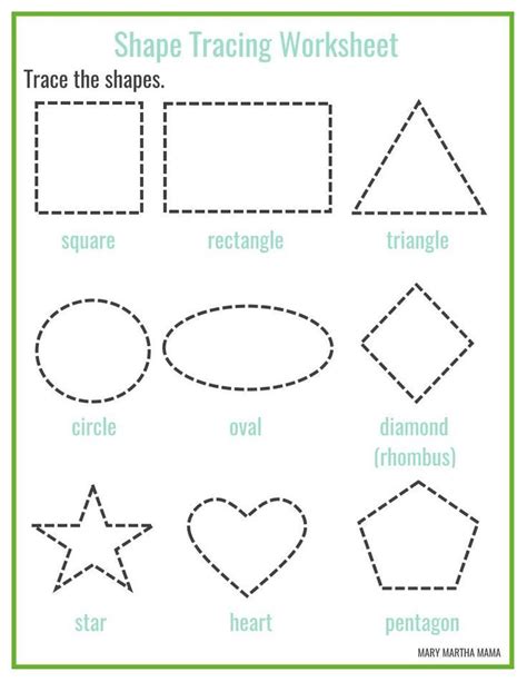 printable shape tracing worksheets shape tracing worksheets