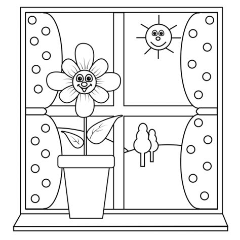 open window coloring page   draw  window coloring page trace