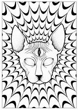 Trippy Psychedelic Sphynx sketch template