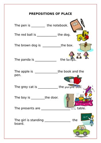 prepositions  place teaching resources