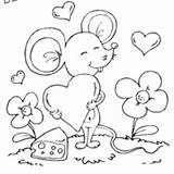 Coloring Pages Card Mouse Greeting Surfnetkids Valentine Top sketch template