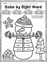 Sight Word Color Snowman Winter Kindergarten Words Grade Coloring Practice Teachers Preschool Activities Fun Letter Book Students Reading Pay Worksheets sketch template