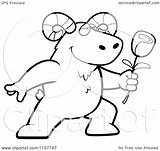 Presenting Ram Romantic Rose Clipart Cartoon Cory Thoman Outlined Coloring Vector sketch template